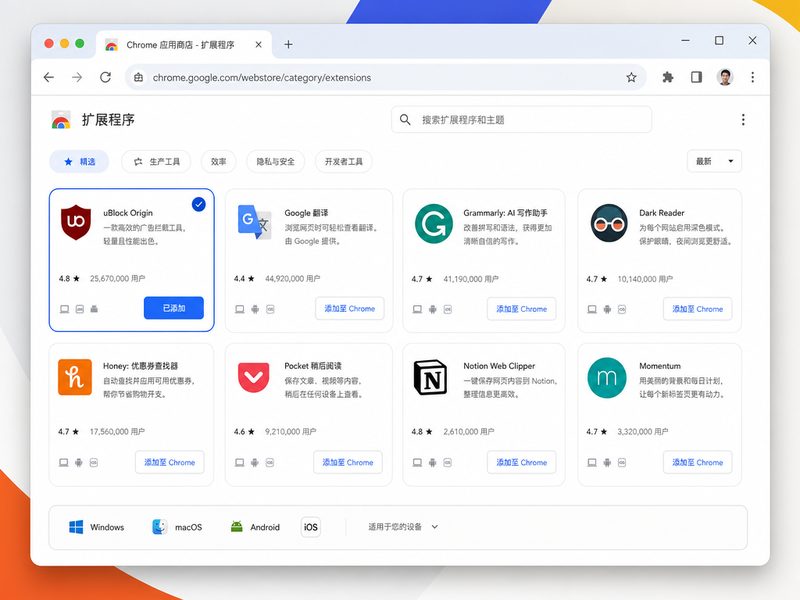 Chrome 插件商店精选卡片展示